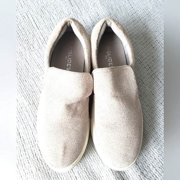 J/Slides Aileen Gray Suede Chunky Platform Slip-on Shoes sz 8.5 - Picture 1 of 9